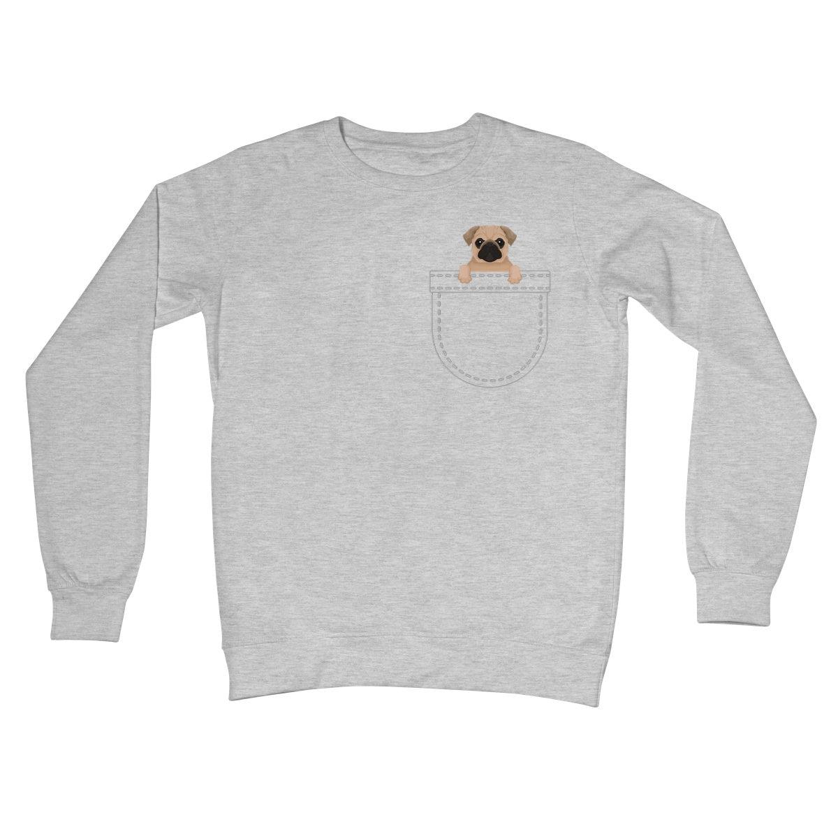 Pug In My Pocket Jumper - Heather Grey - Funny Jumper