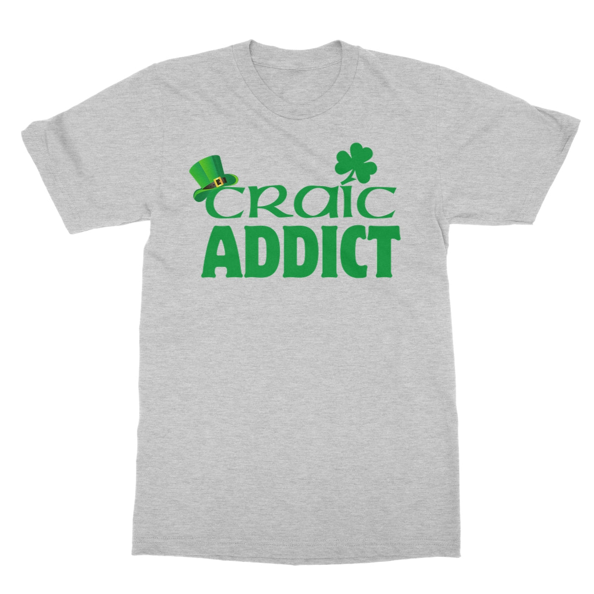 craic addict t shirt grey