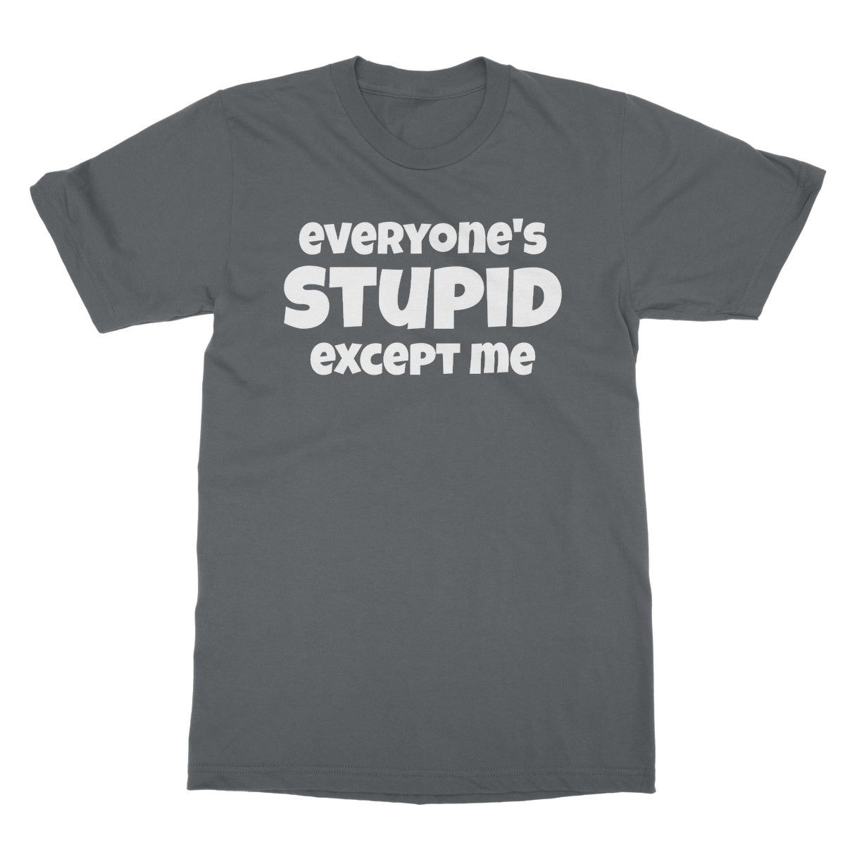 Everyone's Stupid Except Me T-Shirt - Charcoal - Funny T-Shirt