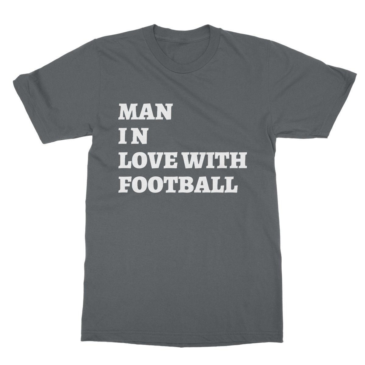 Man In Love With Football T-Shirt - Charcoal - Funny T-Shirt