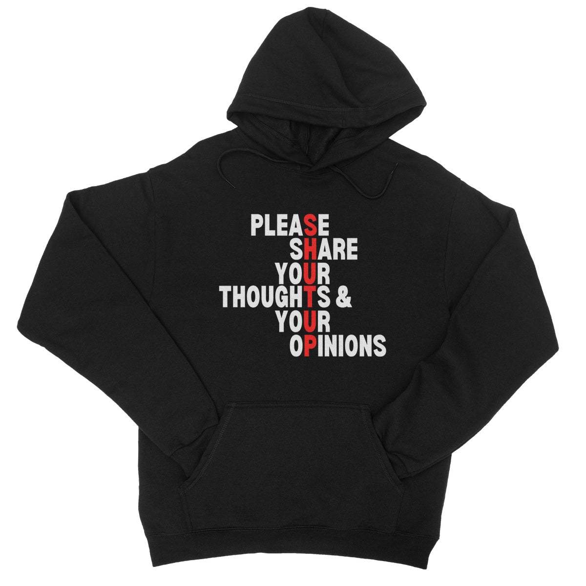 Please Share Your Thoughts & Your Opinions Hoodie - Jet Black - Funny Hoodie