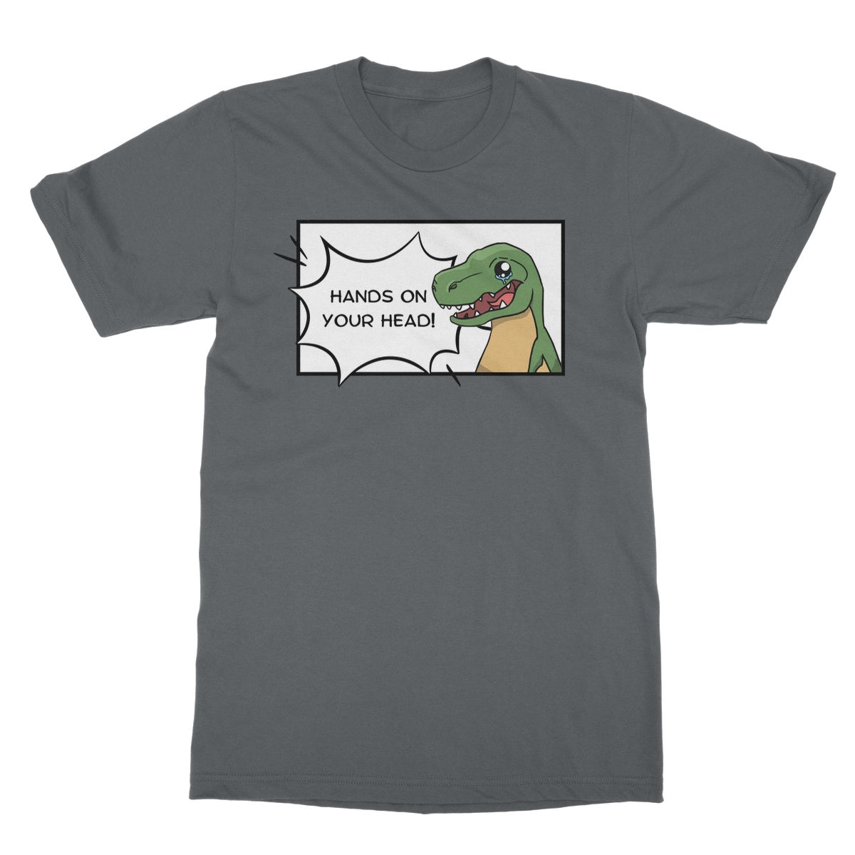 T-Rex Hands On Your Head T-Shirt - Charcoal - Funny T-Shirt