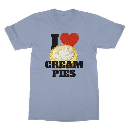 I Heart Cream Pies T-Shirt - Light Blue - Funny T-Shirt