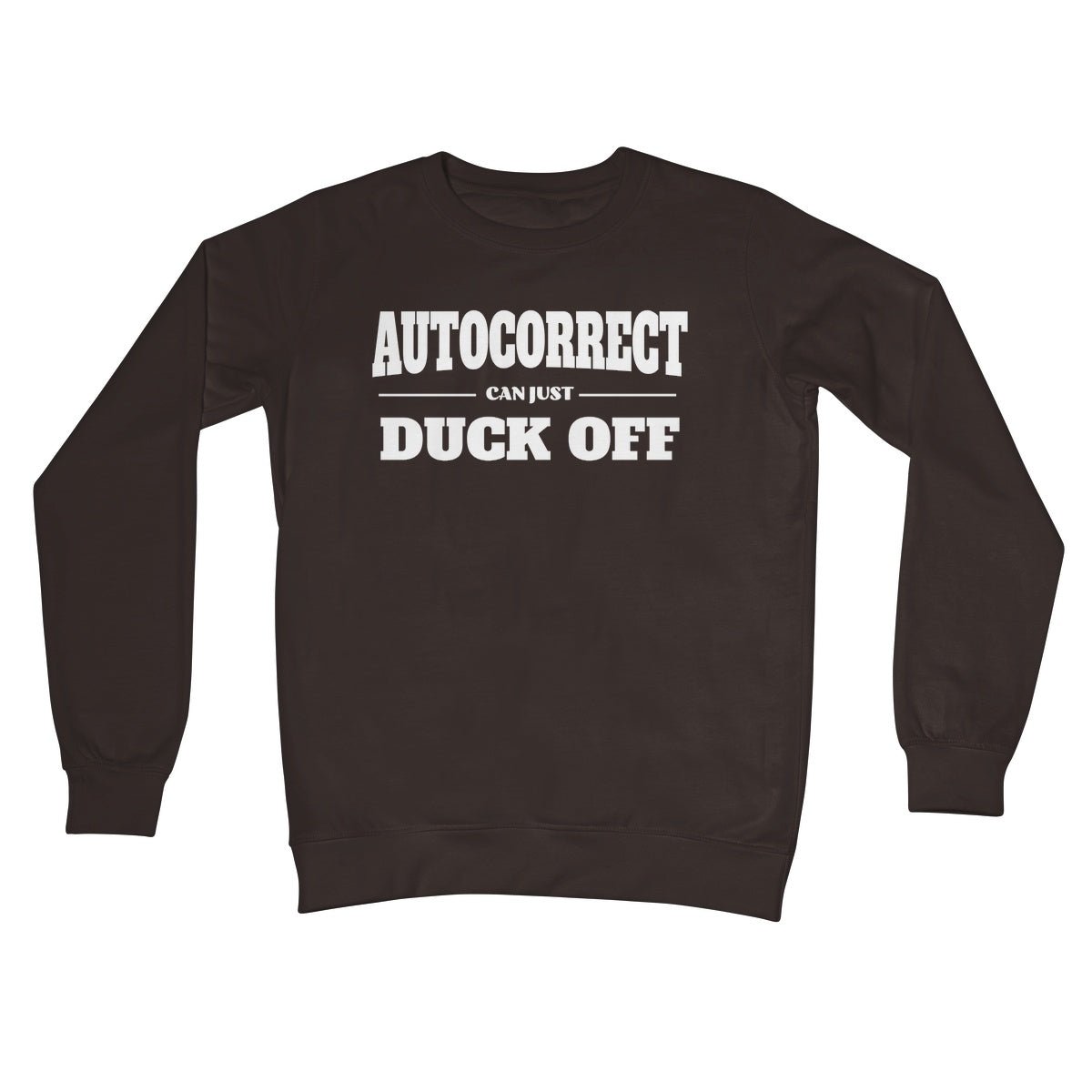 autocorrect can duck off jumper brown