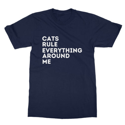 Cats Rule Everything Around Me T-Shirt - Navy - Funny T-Shirt