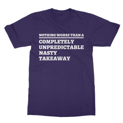 Completely Unpredictable Nasty Takeaway T-Shirt - Purple - Funny T-Shirt