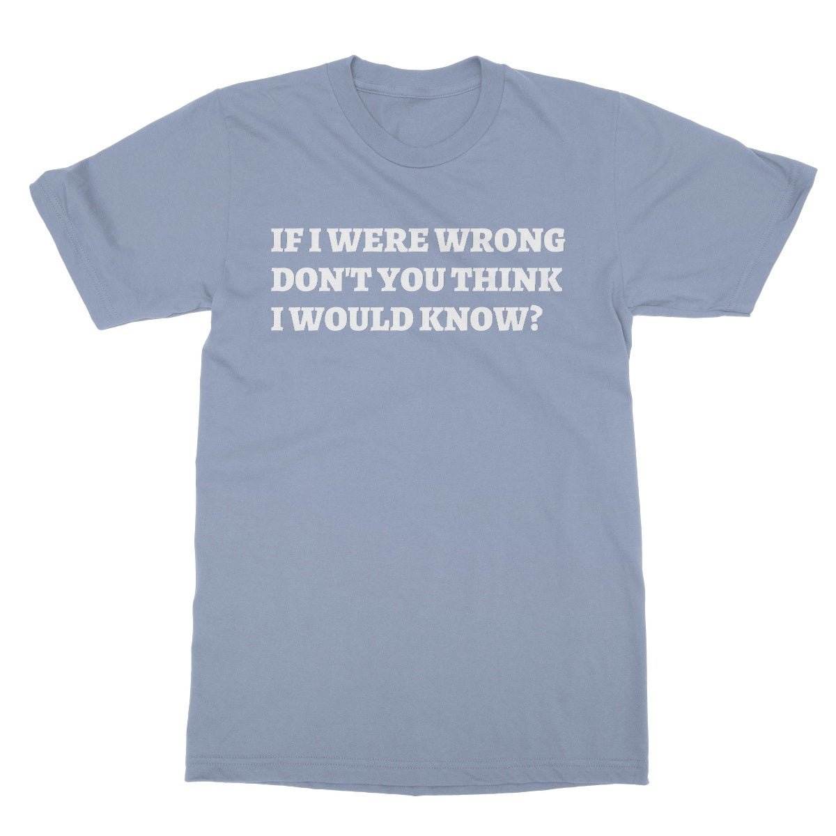 If I Were Wrong Don't You Think I Would Know? T-Shirt - Light Blue - Funny T-Shirt