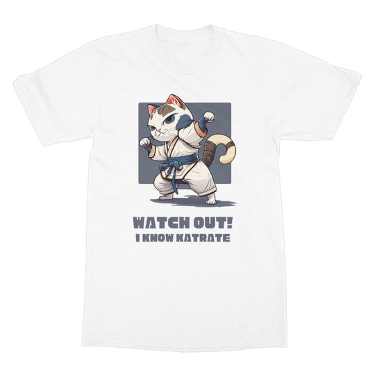 Karate Cat T-Shirt - White - Funny T-Shirt