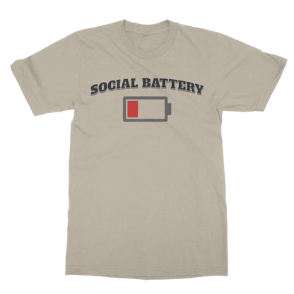 Low Social Battery T-Shirt - Sand - Funny T-Shirt