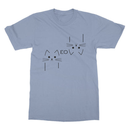 meow outline t shirt blue