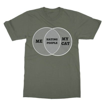 Me & My Cat Venn Diagram T-Shirt - Military Green - Funny T-Shirt