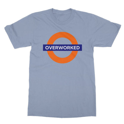 overworked t shirt blue